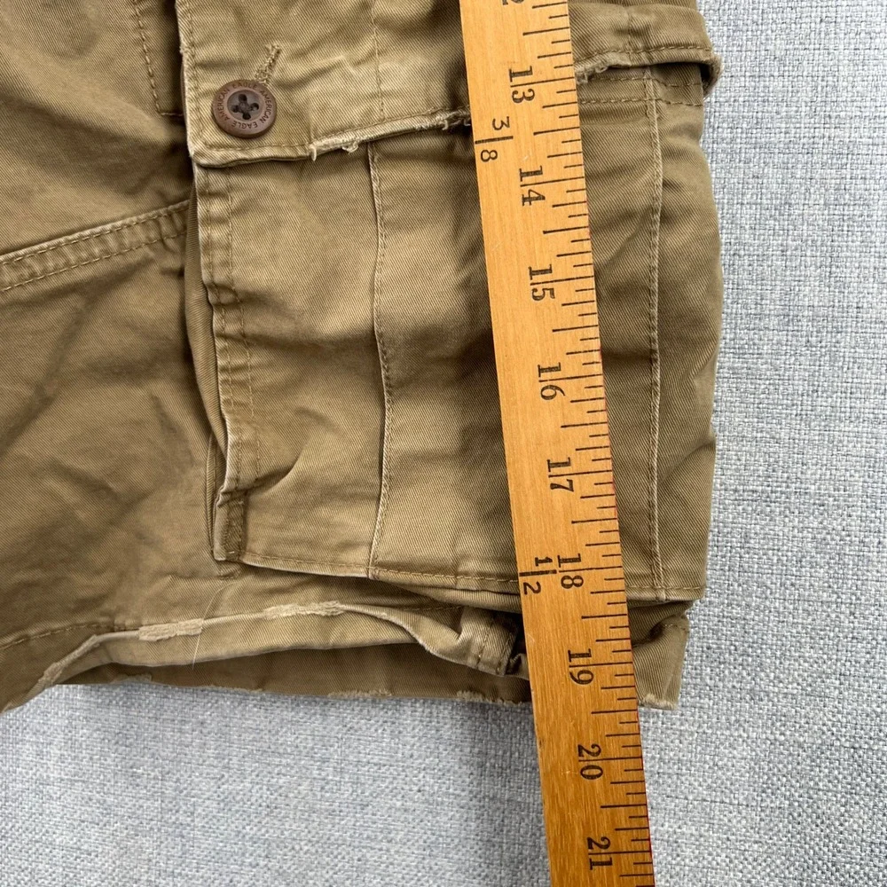 Y2K American Eagle Classic Cargo Shorts Mens 30 Khaki Brown Flex Cotton Blend